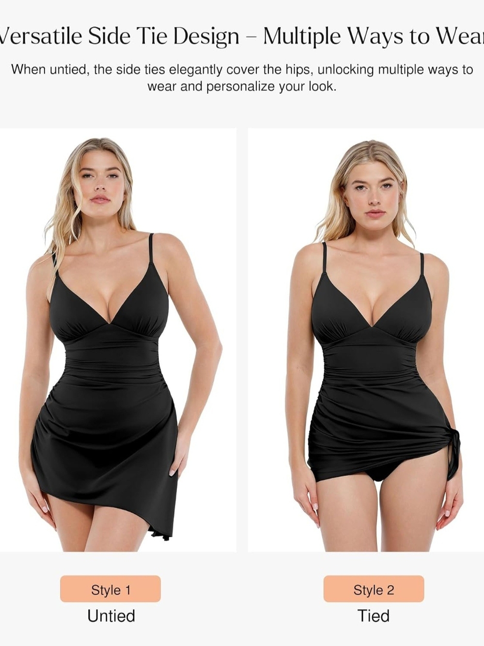 Popilush Tummy Control One Piece Swim Dress Shapewear- L